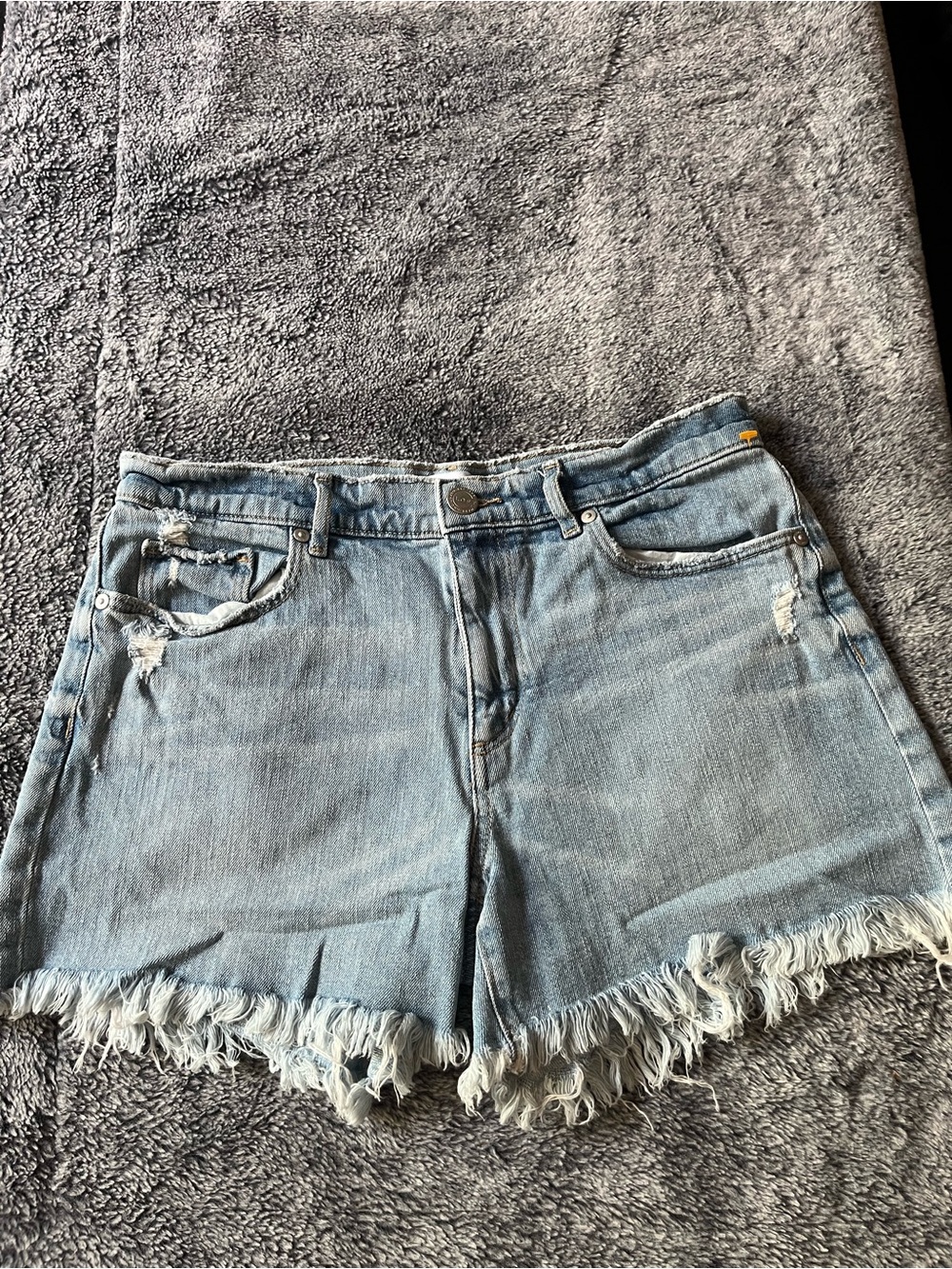 LOFT Light Blue Frayed Hem Denim Shorts